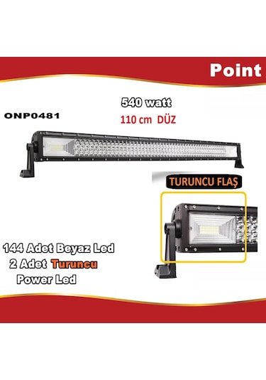 Off Road Led Bar Turuncu Flaşlı Düz 3 Sıra 110 Cm 144 Led 540 Wat (449775968)