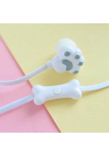 Yaratıcı Kedi Pençesi Kulak İçi Kulaklıklar Sevimli Kız Kulaklıkları Güzel Saklama Kutusu Öğrenci Çizgi Film Kulaklıkları Pembe -