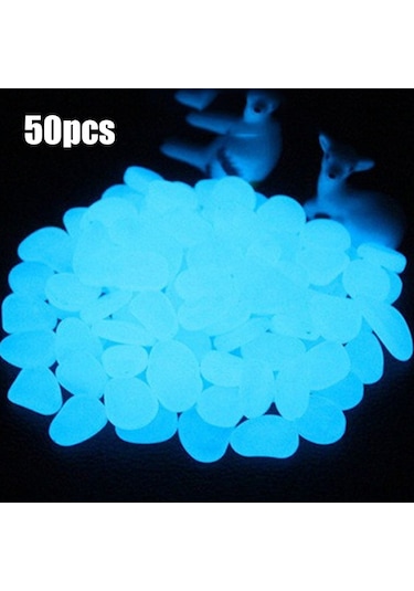 Suofeng 50 Adet Mavi Işıklı Resin Taşları - Güneş Işığıyla 3 Saat Parlar, Bahçe Akvaryum Dekorasyonu, Yol Yönlendirme