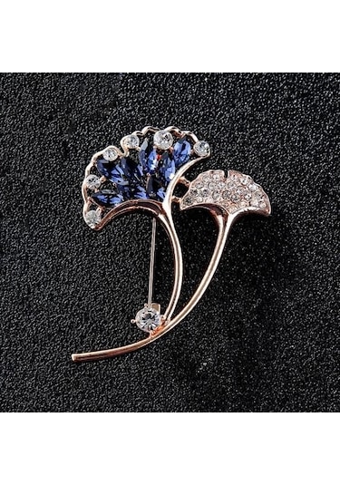 Gümüş Yaratıcı Ginkgo Yaprak Şekli Broş Pin Kore Tarzı Parlayan Rhinestone Mizaç Yaka Pin Sahte Ipek Eşarp Toka Giyim Aksesuarları Gümüş