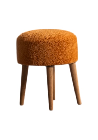 Panda Yuvarlak 4 Ayaklı Çok Amaçlı Puf Turuncu Turuncu