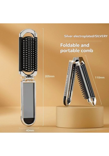 Shineyee Portatif Çekirdekli Ayna Tarak - Gümüş Plated, Kol Saçlarına Yumuşak Döküm, Makyaj Aynası İle Taşınabilir Stil Aksesuarı