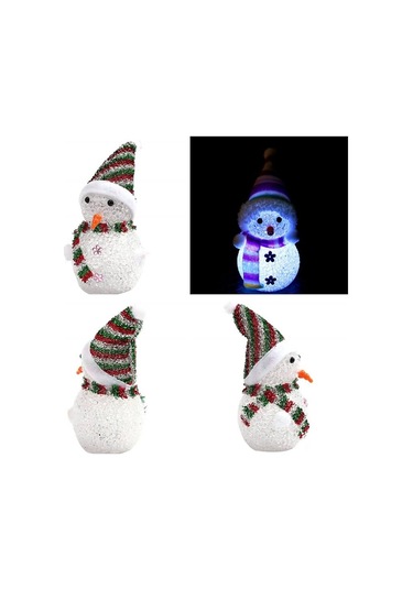 Renk Değiştiren Pilli. Led Kardan Adam - 15Cm X 6Cm