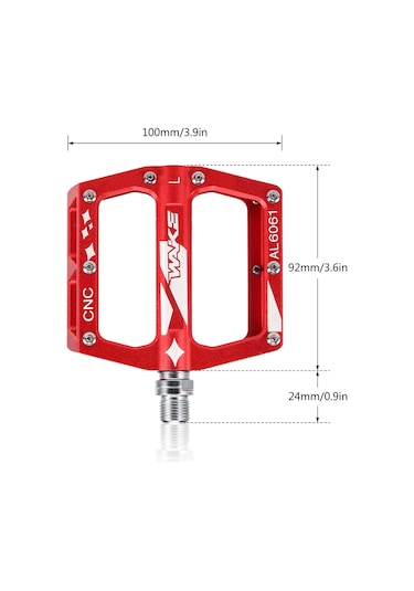 Reedark Wake Bisiklet Pedalları Pd-02 Kırmızı: 6061 Alüminyum, 2 Du Rolman, Kaymazsız Tırnaklı, Hafif Ve Dayanıklı Platform