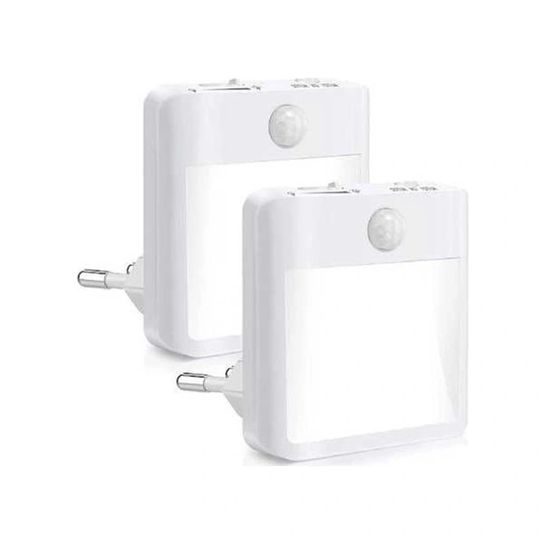 Fastbuy Döresshop Sensörlü Led Gece Lambası - 2'li Paket, Otomatik Açma/kapama, Ayarlanabilir Parlaklık Beyaz Beyaz