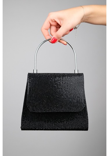 Luvishoes Lamaya Siyah Taşlı Kadın El Çantası Siyah