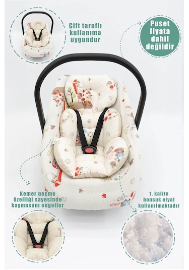 Mordesing Puset Minderi Örtü Çarşaf Bebek Pikesi Emzirme Önlüğü 5'li Set Krem