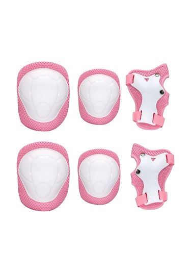 Suntek Çocuklar Kaykay Bisiklet Koruyucu Dişli Kıyafet Diz Pembe