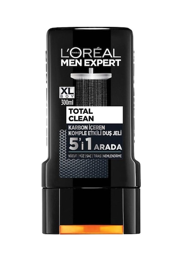 L'Oreal Paris Men Expert Total Clean 5'i 1 Arada Kömürlü Duş Jeli 3 x 300 ML