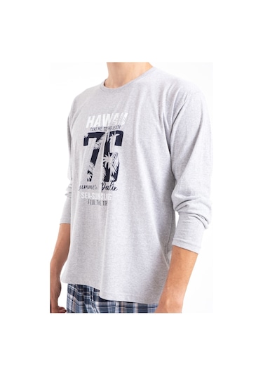 Tampap Erkek Baskılı Pijama Takımı Uzun Kollu 2170 Gri (520085268) Gri