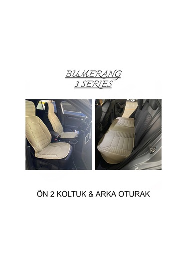Bmw 1 Serisi 116 Uyumlu Lüx Oto Koltuk Minderi Ön Arka Oturak 3'lü Set Bumerang Serisi Bej