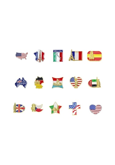 Dünyaca Ünlü Bina Broşu Kalp Şekli Bayrağı Hatıra Anı Çinko Mp276-14 Mp276-14 Çok Renkli