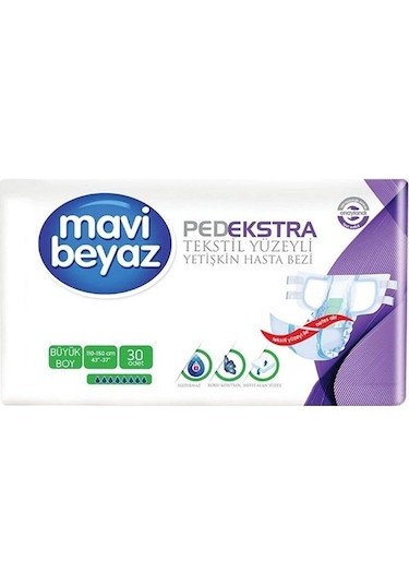 Mavi Beyaz Pedextra Large(Büyük) Beden 30'Lu Paket Hasta Alt Bezi