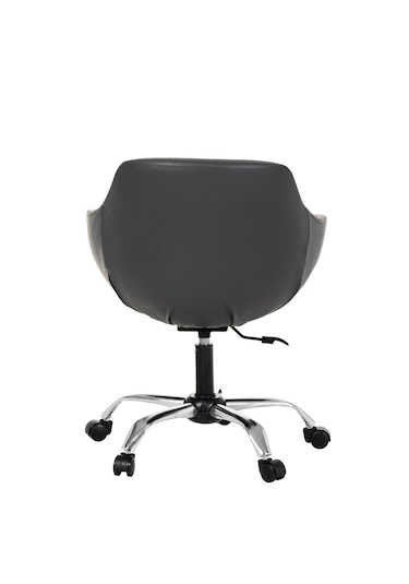 Krom Metal Ayaklı Ofis Çocuk Odası Çalışma Sandalyesi Deri Monoko