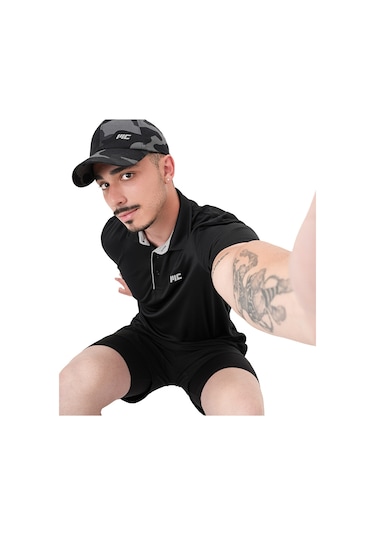 Musclecloth Tech Polo Yaka T-shirt Siyah Siyah