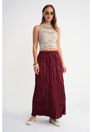 4623 Kadın Kraşlı Düz Saten Etek Bordo Bordo 4623 Kadın Kraşlı Düz Saten Etek Bordo Bordo
