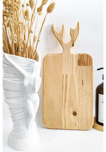 Nishev Geyikli Ahşap Sunum Ve Kesme Tahtası Açık Kahve