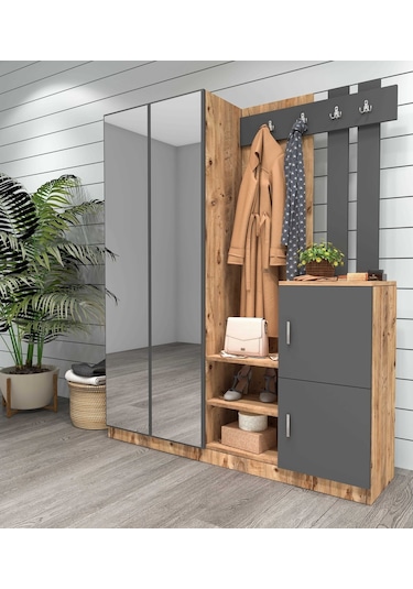 Robinhome Robin Home Benjamin Vestiyer Portmanto Ayakkabılık Çam-Gri