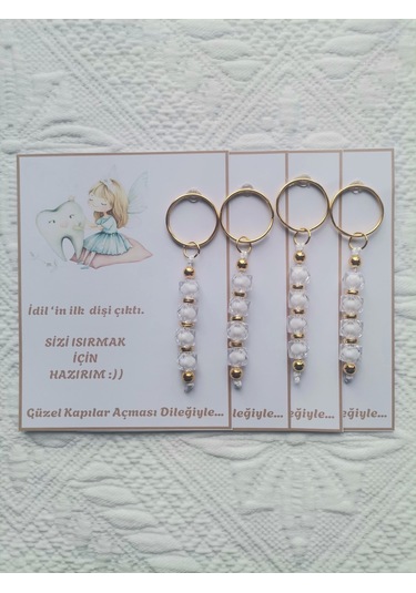 24 Adet Kişiye Özel İlk Dişim Çıktı,diş Mevlidi, Diş Buğdayı Dağıtmalık Beyaz Anahtarlık Hediyelik