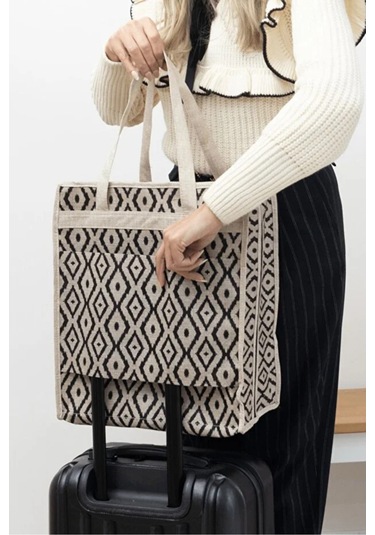 Bohe Ayakkabı Çantası- Valize Asılır Düzenleyici Çanta-seyahat Çantası Bej