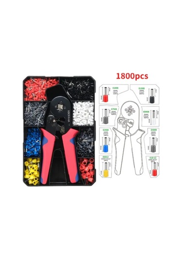 Gajeena 1800 Adet Çelik Vana Tipi Soğuk Presli Avrupa Stili Bağlantı Terminali Seti - Renkli Koruyucu Kapağı, Güçlü Presleme, Ergonomik Tasarım