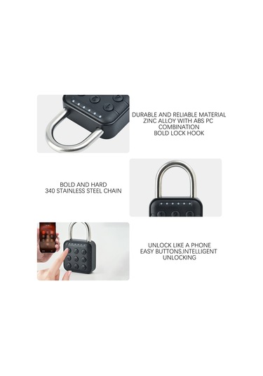 Şifreli Kilit Çok Fonksiyonlu Akıllı Şifre Asma Kilit Siyah