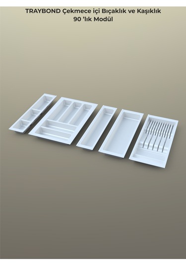 Çekmece Içi Kaşıklık Ve Bıçaklık Düzenleyici Beyaz, 84x48 Yandan Ve Boydan 4cm Kesilebilir Beyaz