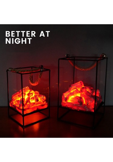 Sones Taklit Kömür Alev Lambası Led Dövme Demir Tatil Dekorasyonu, Özellikler: Kömür E