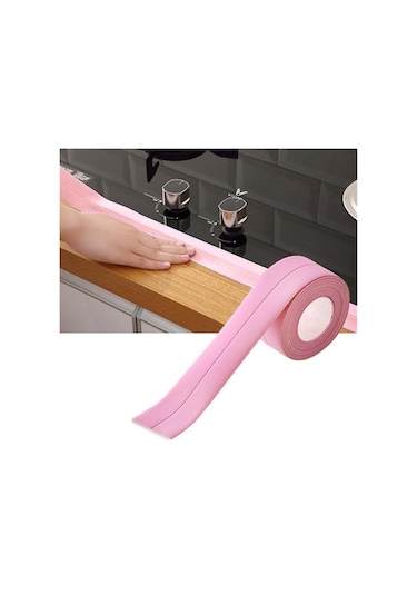 Pembe Lavabo Banyo Sızdırmazlık Şeridi Bant Beyaz Pvc Kendinden Yapışkanlı Su Geçirmez Duvar Sticker Banyo Mutfak İçin 3.8cm X 330cm