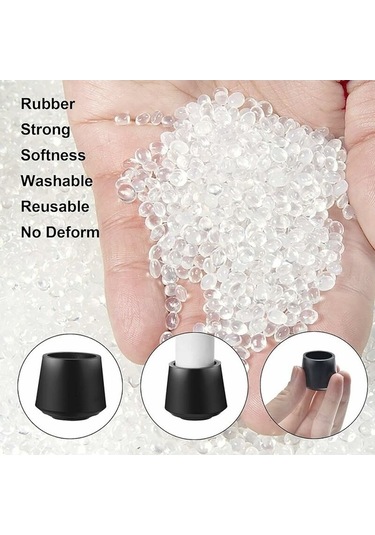 Flybuy Sandalye Bacak Koruyucusu, 16 Adet Yuvarlak Kapağı, 25mm Siyah Kauçuk, Zemin Ve Ses Korumalı -