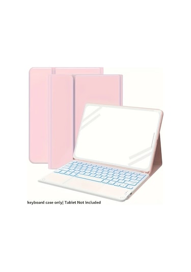 Honeybeeshop Pembe İpad Uyumlu 10 11 Nesil A16 İçin Klavyeli Kılıf 7 Renkli Aydınlatmalı Dokunmatik Ped Tablet Klavyesi İpad Uyumlu 9 8 10 11 Pro Air 3 4 5 Air 11 M2 2024 İçin Kalem Tutuculu