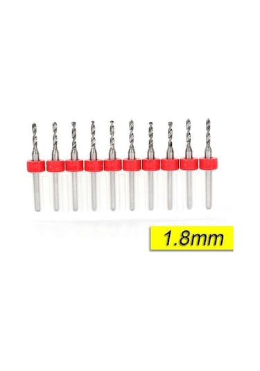 PCB Mikro Karbür CNC Matkap Ucu 10lu Set 1,80mm Tungsten 18 Shank