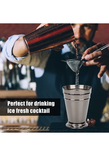 Xindoker 400ml 304 Paslanmaz Çelik Buzlu Kokteyl Bardak, Konik Saplı, Siyah, Dayanıklı, Kolay Temizlenir, Parlak Yüzey