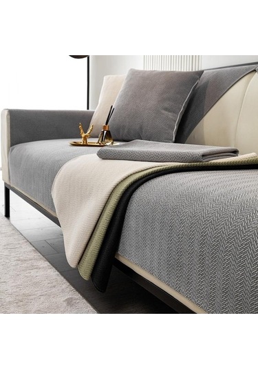 Novahub Gri Kanepe Kılıfı Şönil Kanepe Pedi Düz Renk Oturma Odası Kanepe Yastığı Kaymaz Kanepe Yastığı Kol Dayama Ev İçin Kapakları 110x110cm Gri