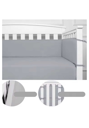 4 Parça Beşik Kenar Koruyucu Bebek Çocuk Yatak Kenar Yumuşatıcı