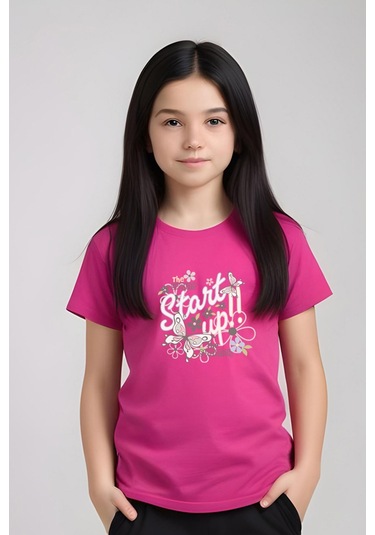 Fyk Kids Kız Çocuk Baskılı Start Up Alt-üst Pijama Takımı Fuşya