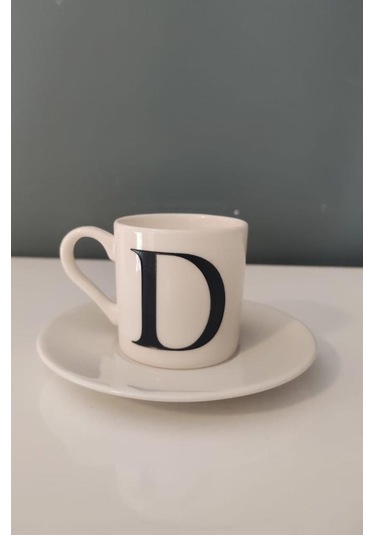 Decorıum Kum D Harfli Kahve Fincanı Beyaz