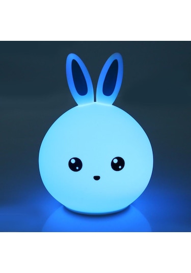 Pembe Tavşan Led Gece Lambası Çocuk Bebek Çocuk Başucu Lambası Renkli Silikon Dokunmatik Sensör Dokunun Kontrol Gece Lambası