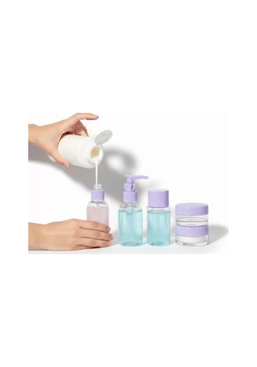 5 Parça Şeffaf Seyahat Kozmetik Seti 30 Ml Çok Renkli
