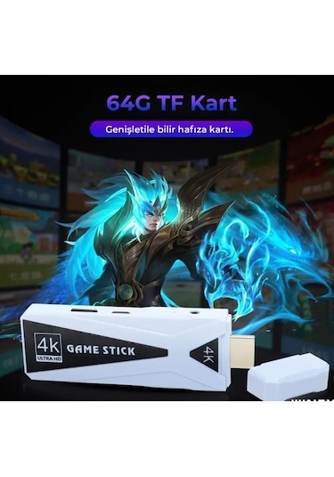 Winex 4K Android TV 10000 Oyun 6 GB Stick Retro Oyun Konsou Beyaz