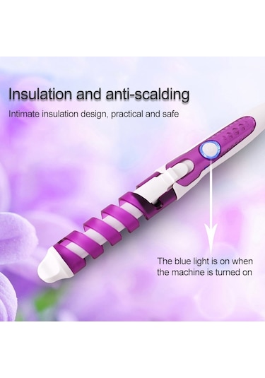Sones Profesyonel Salon Saç Kıvırıcı Sihirli Spiral Kıvırma Makinesi Seramik Elektrikli Saç Kıvırma Çubuğu Mor