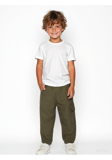 Çocuk Kargo Pantolon Rahat Pamuklu Haki