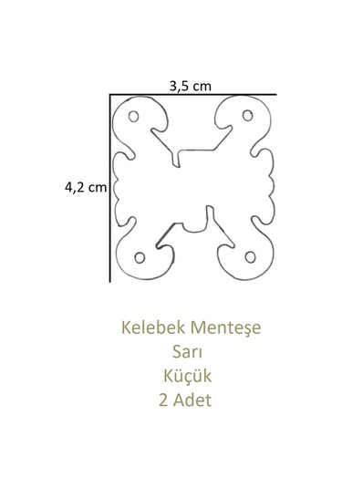 Sarı Dekoratif Kelebek Menteşe Büyük 2 Adet 4,2cm X 3,5cm