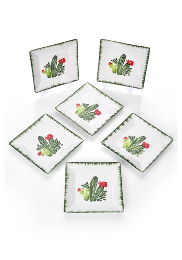 Piatti Naturali 6'lı Kaktüs Tatlı Tabak Seti Sunum Servis Pasta 15 Cm