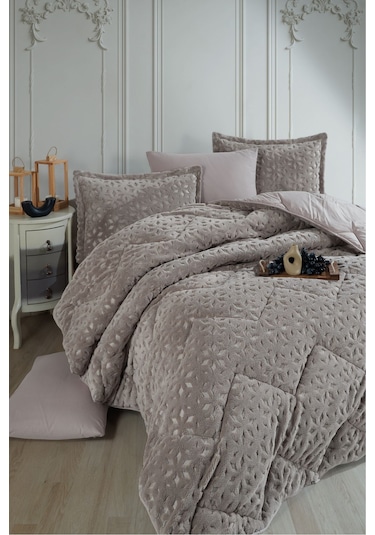 Clasy Wellsoft Jakarlı Çift Kişilik Uyku Seti Babil Bej