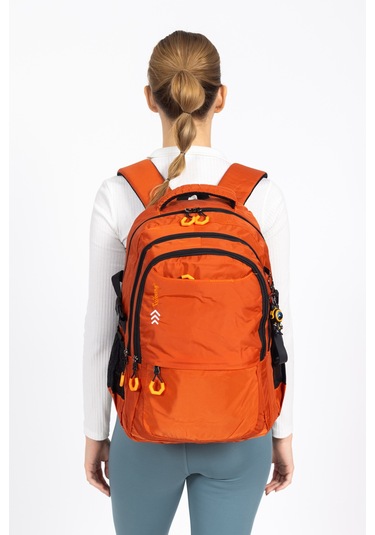 Fermuarlı Geniş Bölmeli Spor & Okul Sırt Çantası Hafif, Ergonomik Ve Dayanıklı Tasarım - Turuncu Turuncu
