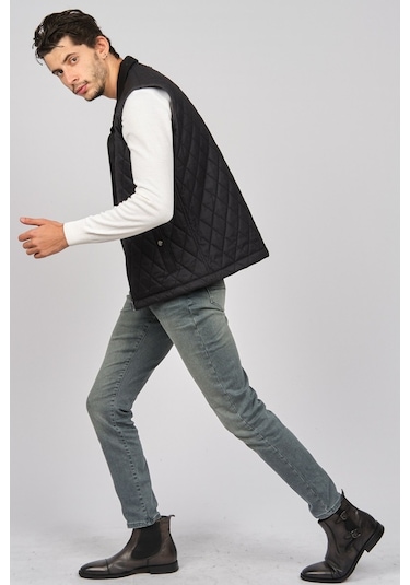 Daynax Erkek Cep Detaylı Baklava Desenli Yelek 492700 Siyah Siyah