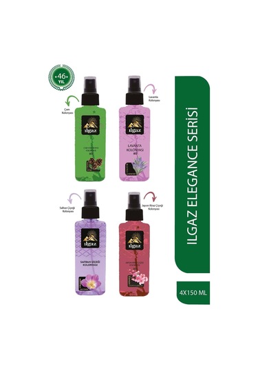 Ilgaz 80 Derece Çam + Lavanta + Safran Çiçeği + Japon Kiraz Çiçeği Kolonyası Sprey 4 x 150 ML