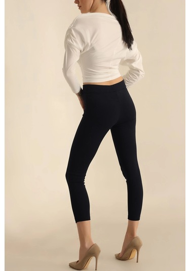 Vioshine Kadın Beli Lastikli Scuba Cırtlı Tayt-lacivert Lacivert