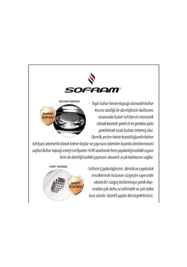 Sofram Soft Aile Boy Çaydanlık Takımı Sabit Süzgeçli